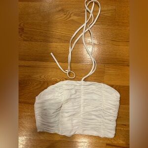 Zara White Ruched Crop Top